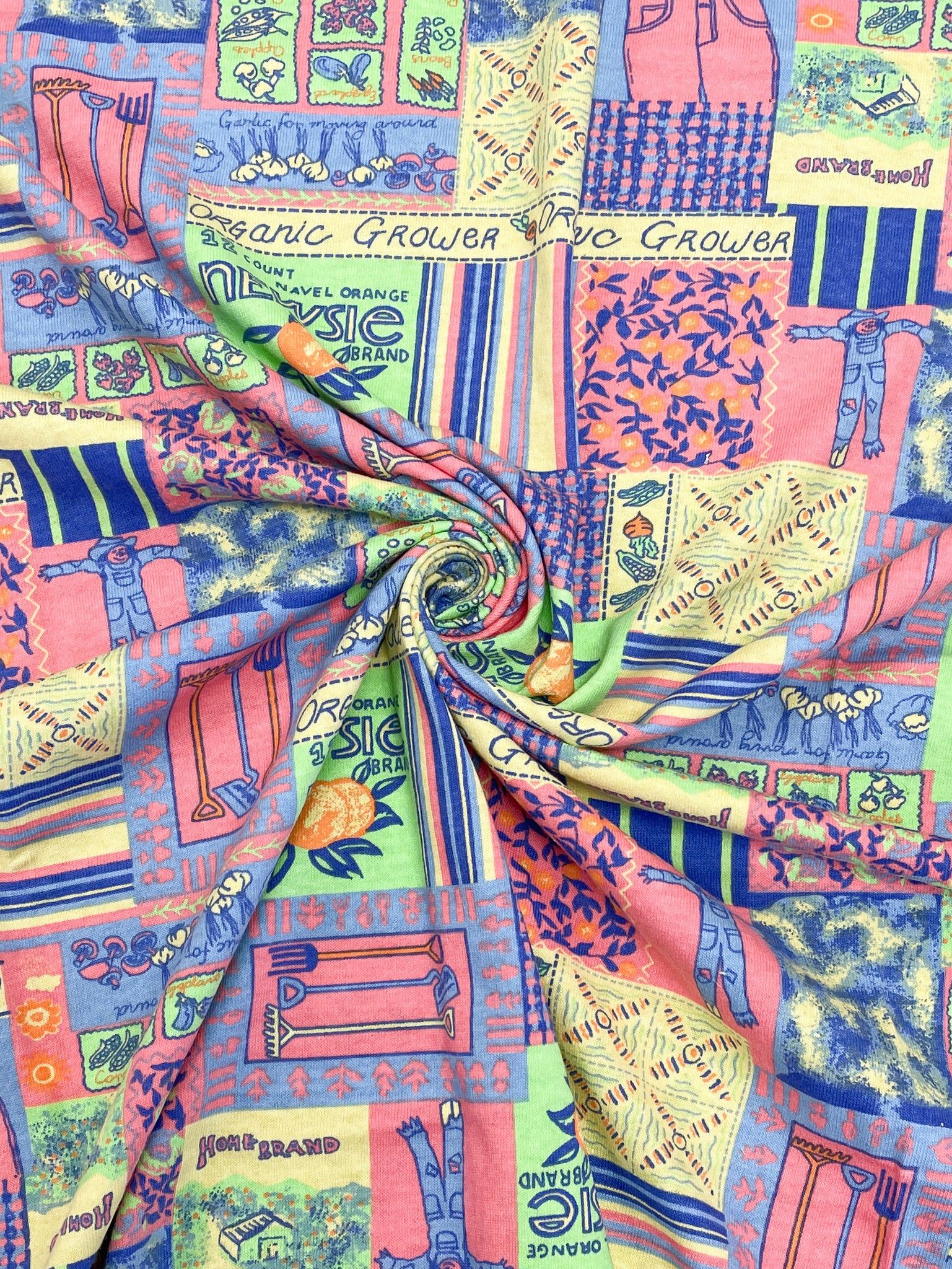 1993 1 YD Cotton Knit Vintage - Fluorescent Garden Patchwork