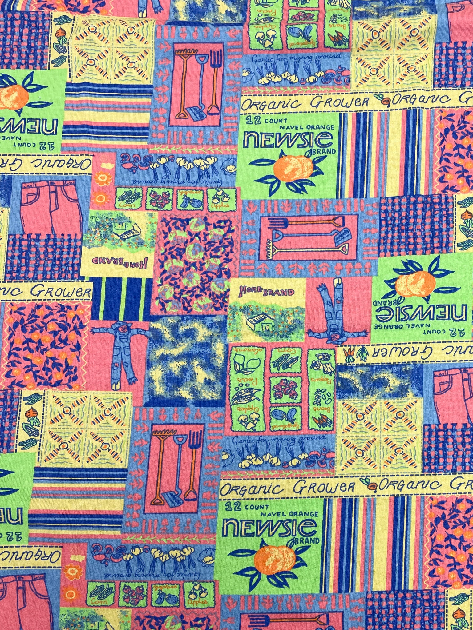 1993 1 YD Cotton Knit Vintage - Fluorescent Garden Patchwork