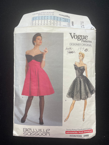 vogue designer dress patterns 1990 2468 Sewing Pattern sleeves and collar Size:XSP Ida Tied Back Mini YGroup_the-adonia-satin-slip-dress