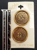 Buttons Metal Set of 2 Vintage - Antique Bronze
