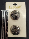 Buttons Metal Set of 2 Vintage - Silver Tone with Coat of Arms