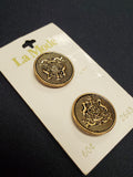 Buttons Metal Set of 2 Vintage - Antique Bronze with Crest of Deer and "Honor"