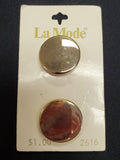 Buttons Metal Set of 2 Vintage - Brass Tone