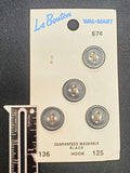 Buttons Plastic Set of 4 Vintage - Matte Black