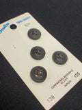 Buttons Plastic Set of 4 Vintage - Matte Black