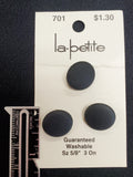 Buttons Plastic Set of 3 Vintage - Matte Black