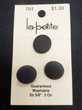 Buttons Plastic Set of 3 Vintage - Matte Black