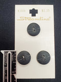Buttons Plastic Set of 3 Vintage - Matte Black