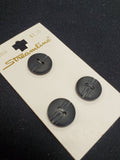 Buttons Plastic Set of 3 Vintage - Matte Black