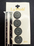 Buttons Plastic Set of 4 Vintage - Matte Black with Shiny Edge