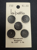 Buttons Plastic Set of 5 Vintage - Matte Black with Shiny Edge