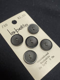 Buttons Plastic Set of 5 Vintage - Matte Black with Shiny Edge