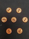 Buttons Plastic Set of 7 Vintage - Pearlescent Light Orange with Marquise Centers