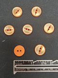 Buttons Plastic Set of 7 Vintage - Pearlescent Light Orange with Marquise Centers