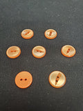 Buttons Plastic Set of 7 Vintage - Pearlescent Light Orange with Marquise Centers