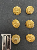 Buttons Metal Set of 6 Vintage - Brass-Tone with Bird Crest
