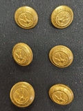 Buttons Metal Set of 6 Vintage - Brass-Tone with Bird Crest