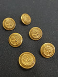 Buttons Metal Set of 6 Vintage - Brass-Tone with Bird Crest