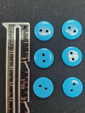 Buttons Plastic Set of 3 or 6 - Shiny Smooth Turquoise in 3 Sizes