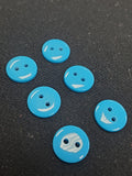 Buttons Plastic Set of 3 or 6 - Shiny Smooth Turquoise in 3 Sizes