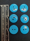 Buttons Plastic Set of 3 or 6 - Shiny Smooth Turquoise in 3 Sizes
