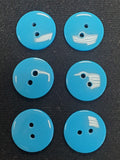 Buttons Plastic Set of 3 or 6 - Shiny Smooth Turquoise in 3 Sizes