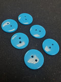 Buttons Plastic Set of 3 or 6 - Shiny Smooth Turquoise in 3 Sizes