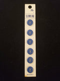 Buttons Plastic Set of 6 Vintage - Matte Blue