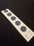 Buttons Plastic Set of 5 Vintage - Matte Navy Blue