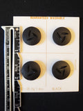 Buttons Plastic Set 4 Vintage - Matte Black with Shiny Embossed Lines