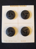 Buttons Plastic Set 4 Vintage - Matte Black with Shiny Embossed Lines