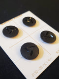 Buttons Plastic Set 4 Vintage - Matte Black with Shiny Embossed Lines