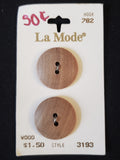 Buttons Wooden Set of 2 Vintage - Natural