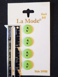 Buttons Plastic Set of 4 Vintage - Bright Lime Green