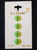 Buttons Plastic Set of 4 Vintage - Bright Lime Green