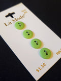 Buttons Plastic Set of 4 Vintage - Bright Lime Green