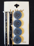 Buttons Plastic Set of 4 Vintage - Striated Blue and Navy Blue
