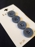 Buttons Plastic Set of 4 Vintage - Striated Blue and Navy Blue
