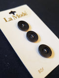 Buttons Plastic Set of 3 Vintage - Black Ovals