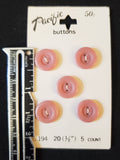 Buttons Plastic Set 5 Vintage - Pink