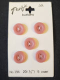 Buttons Plastic Set 5 Vintage - Pink