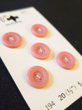 Buttons Plastic Set 5 Vintage - Pink
