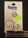 Buttons Plastic Set of 3 Vintage - White with Black Lettering