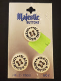 Buttons Plastic Set of 3 Vintage - White with Black Lettering