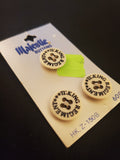 Buttons Plastic Set of 3 Vintage - White with Black Lettering