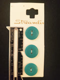 Buttons Plastic Set of 3 - Matte Green or Blue