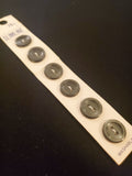 Buttons Plastic Sets of 6 Vintage - Black and Pearlescent Gray