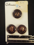 Buttons Plastic Set 3 Vintage - Marbled Dark Brown