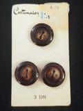 Buttons Plastic Set 3 Vintage - Marbled Dark Brown