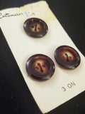 Buttons Plastic Set 3 Vintage - Marbled Dark Brown